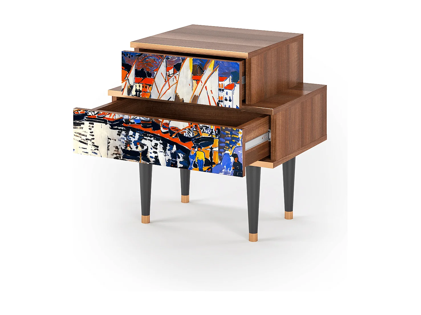 Stolik nocny - 58х58х41 cm - NS1 - Le Séchage des voiles , Orzech