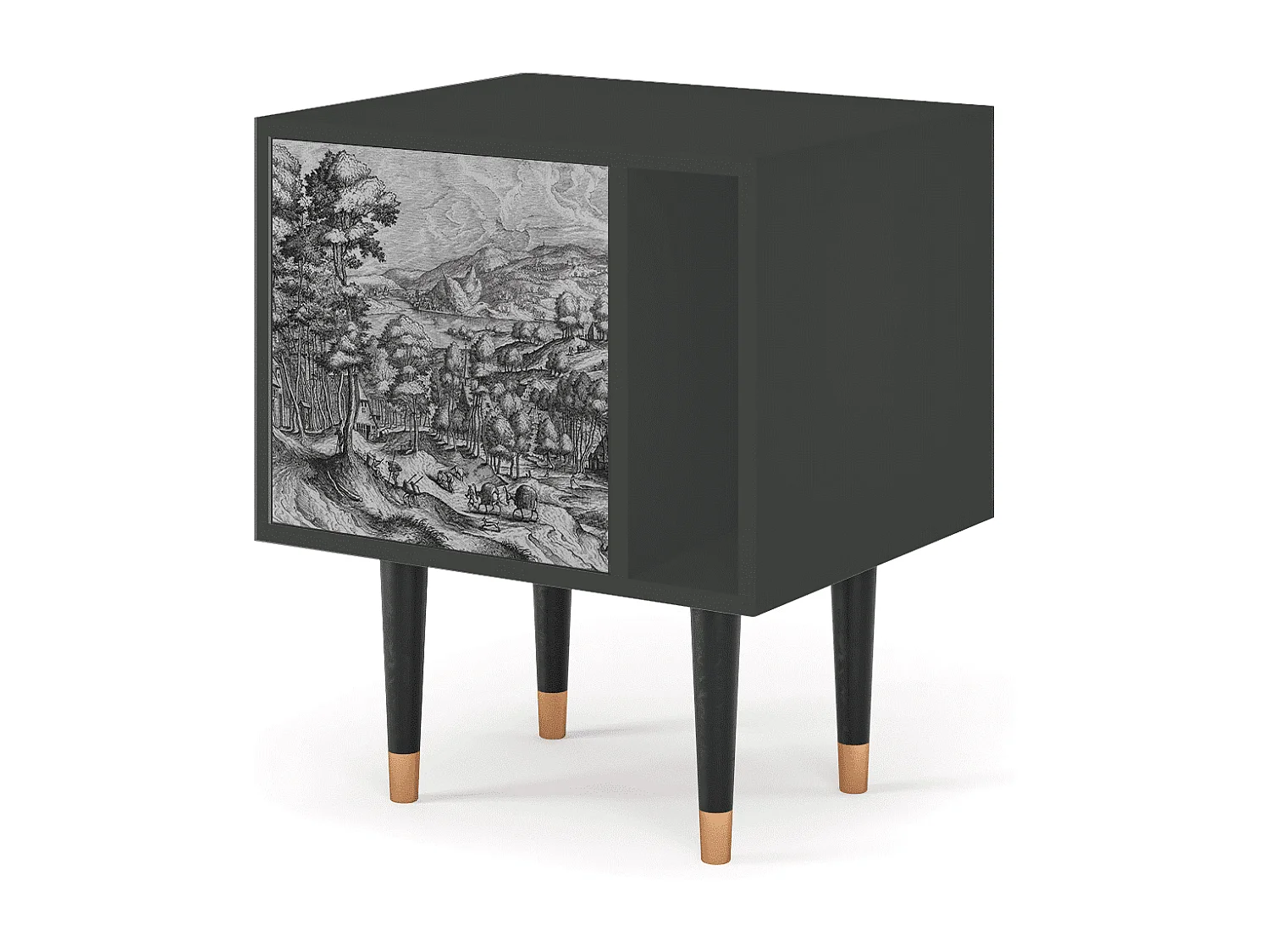 Nachtkastje - 57х69х48 cm - S2 - Rusticorum, Antraciet