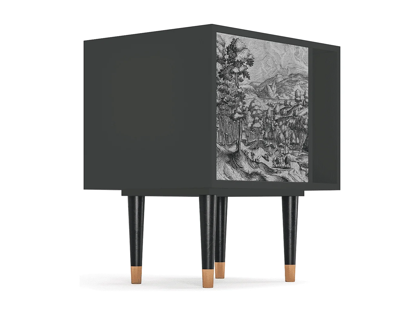 Nachtkastje - 57х69х48 cm - S2 - Rusticorum, Antraciet