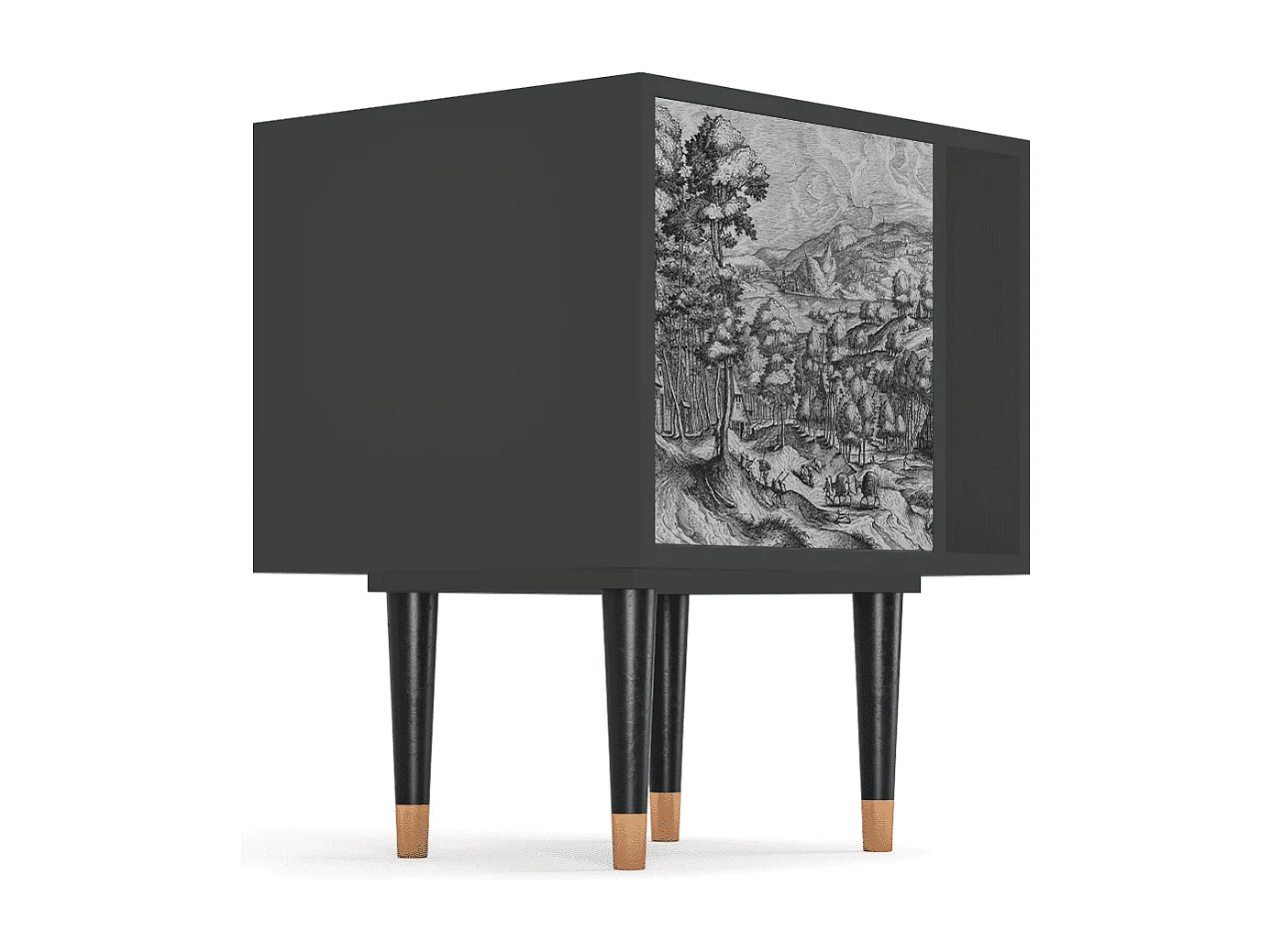 Stolik nocny - 57х69х48 cm - S2 - Rusticorum, Antracyt