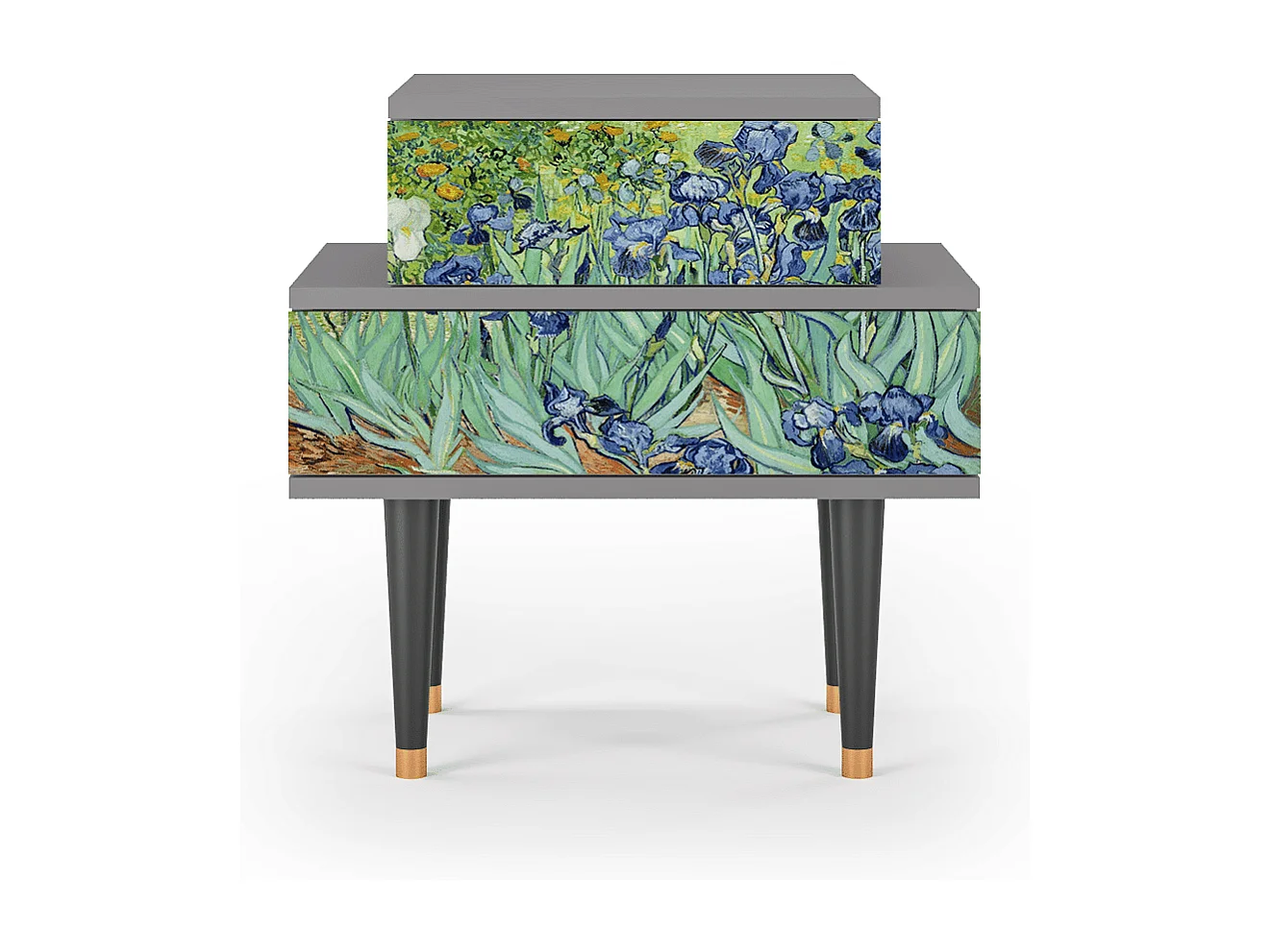 Mesita de noche - 58х58х41 cm - NS1 - Irises , Gris