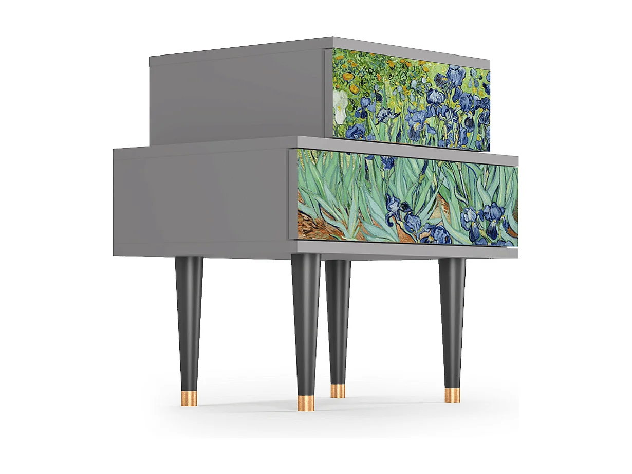 Table de nuit - 58х58х41 cm - NS1 - Irises , Gris