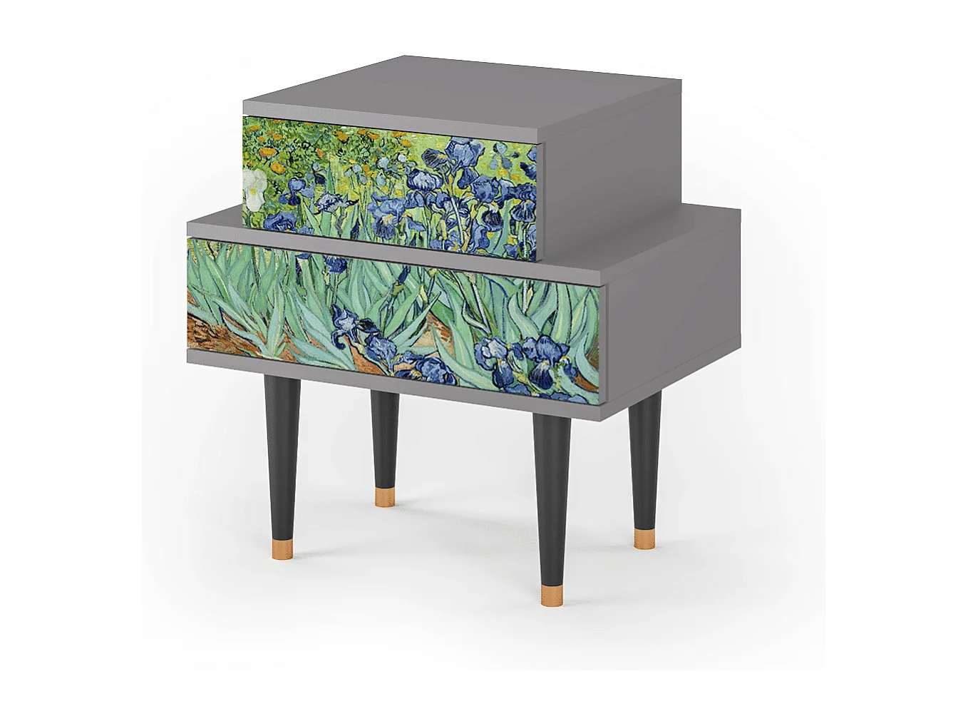 Comodino - 58х58х41 cm - NS1 - Irises , Grigio