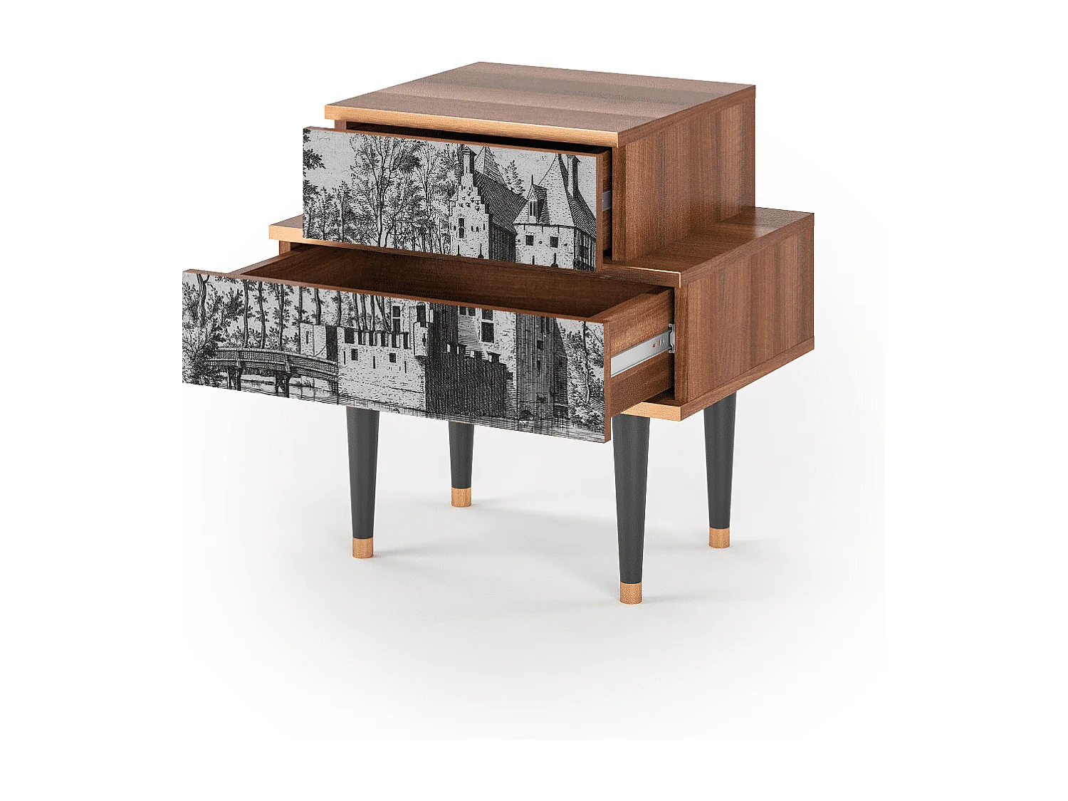 Table de nuit - 58х58х41 cm - NS1 - Castle by Breugel, Noyer