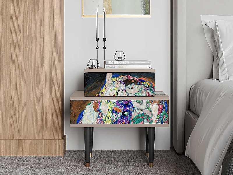 Nachtkastje - 58х58х41 cm - NS1 - The Maiden by Klimt, Latte