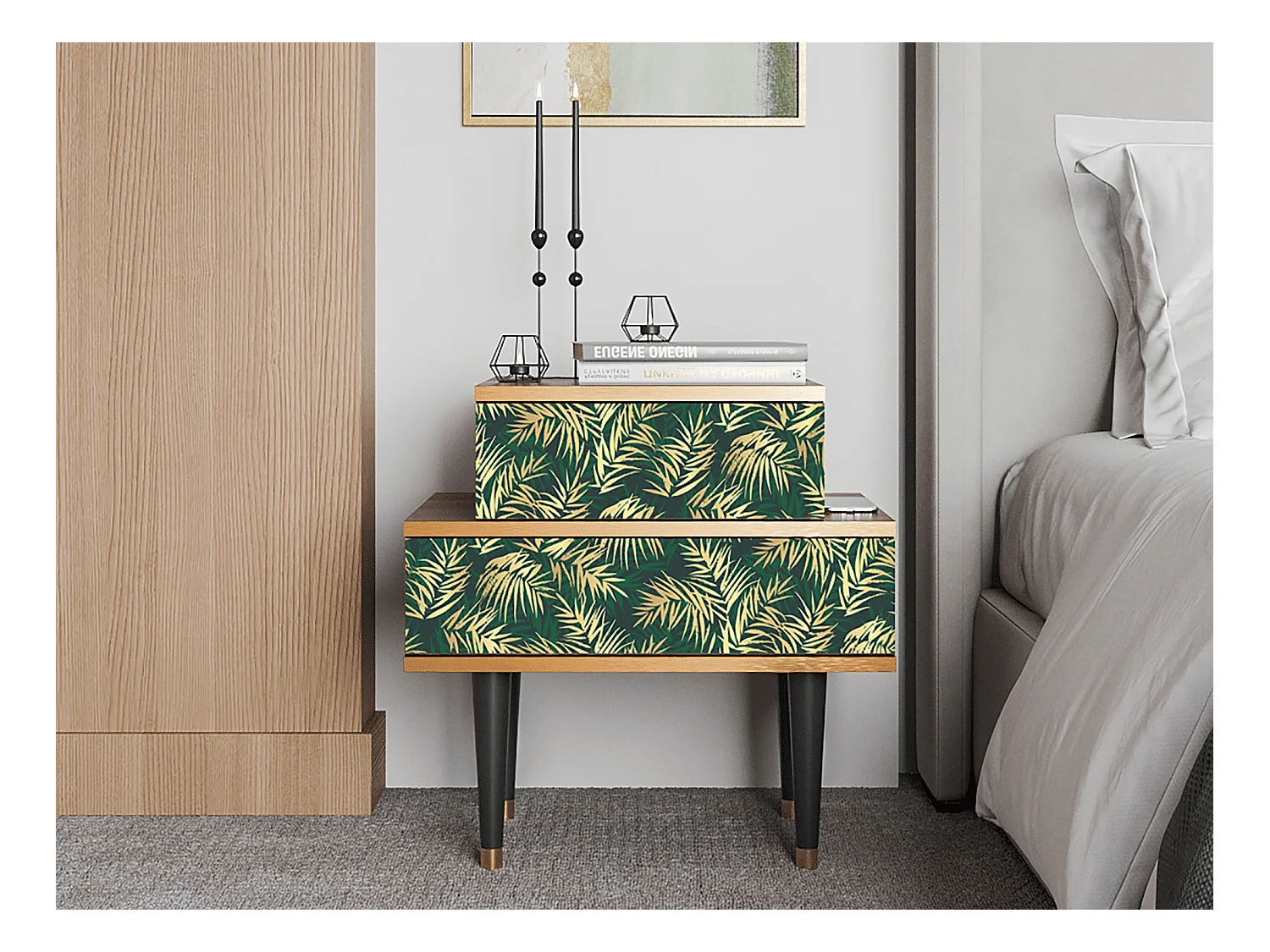 Nachttisch - 58х58х41 cm - NS1 - Sunny Palm Tree, Walnuss