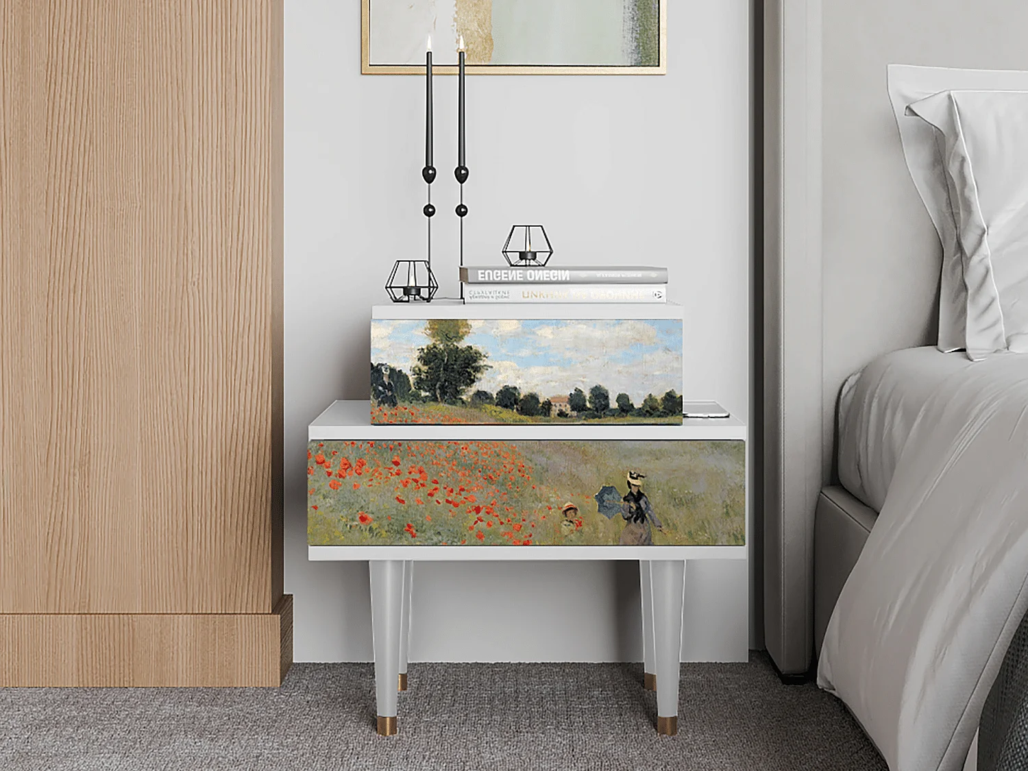 Table de nuit - 58х58х41 cm - NS1 - The Poppy Field   , Blanc