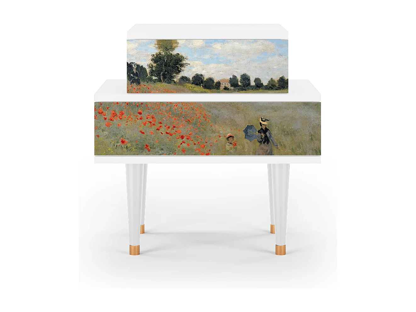 Table de nuit - 58х58х41 cm - NS1 - The Poppy Field   , Blanc