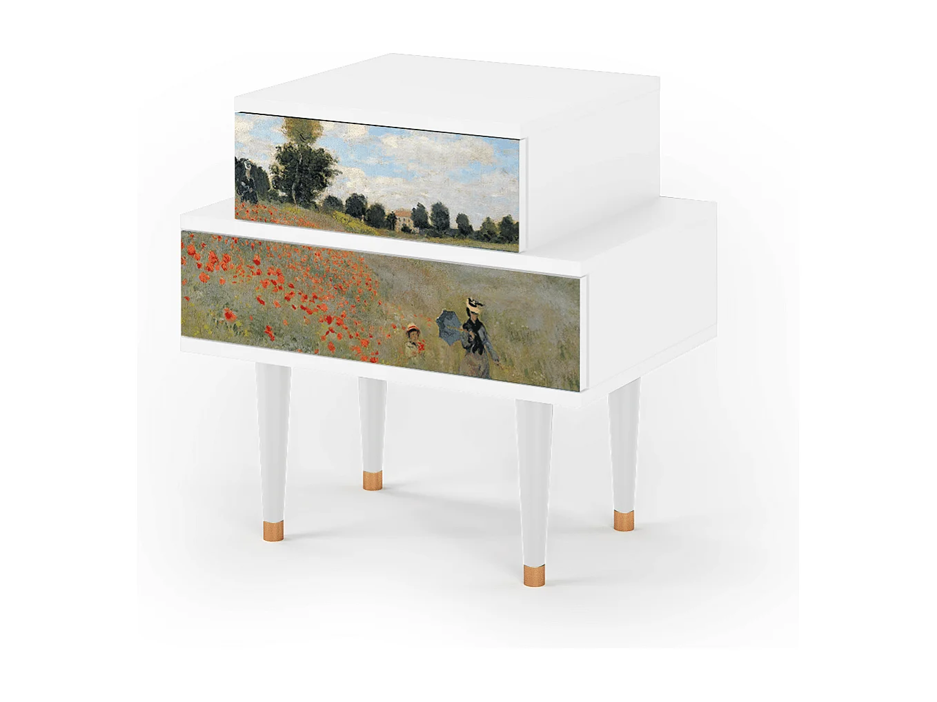Table de nuit - 58х58х41 cm - NS1 - The Poppy Field   , Blanc