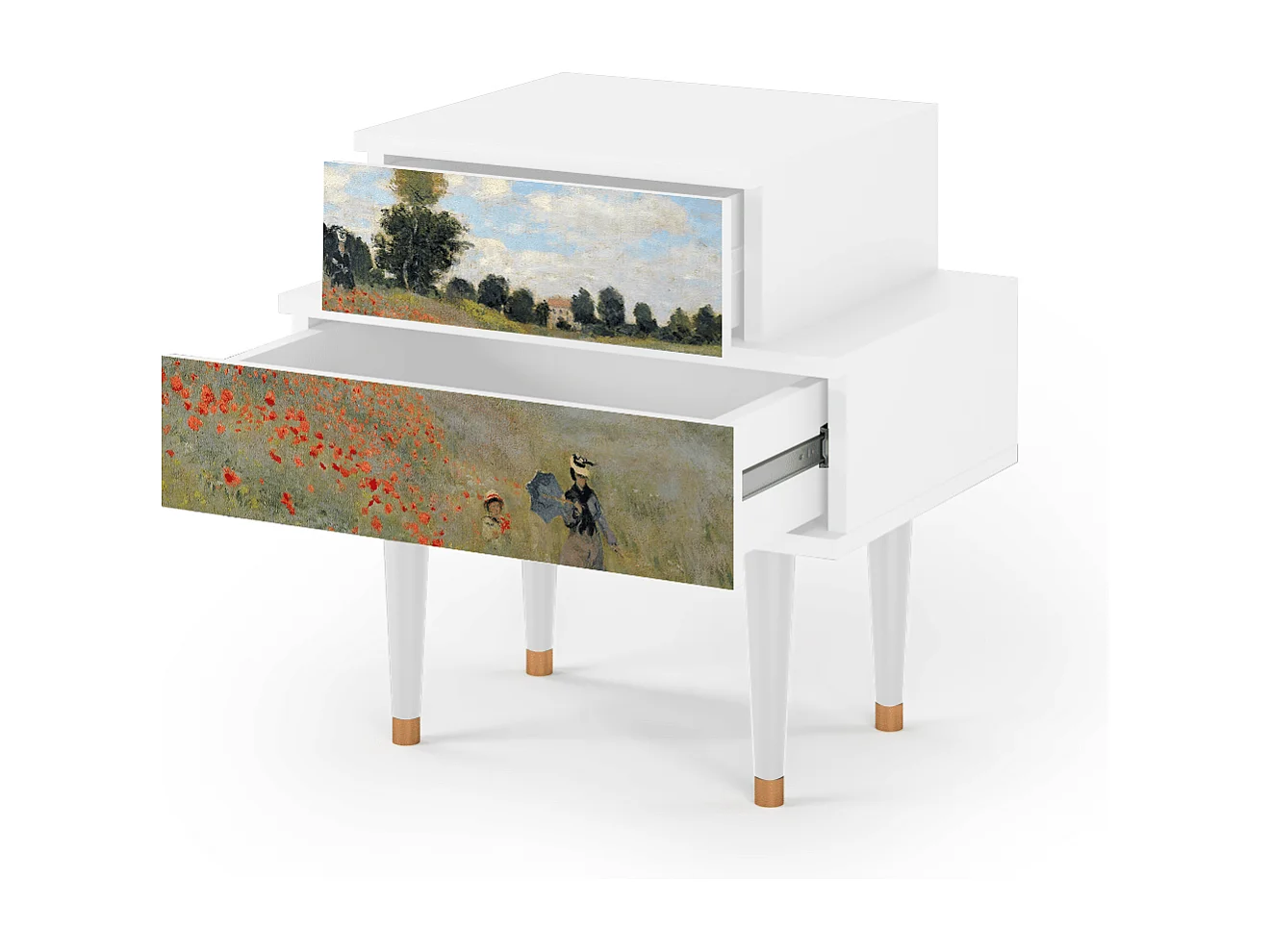 Table de nuit - 58х58х41 cm - NS1 - The Poppy Field   , Blanc