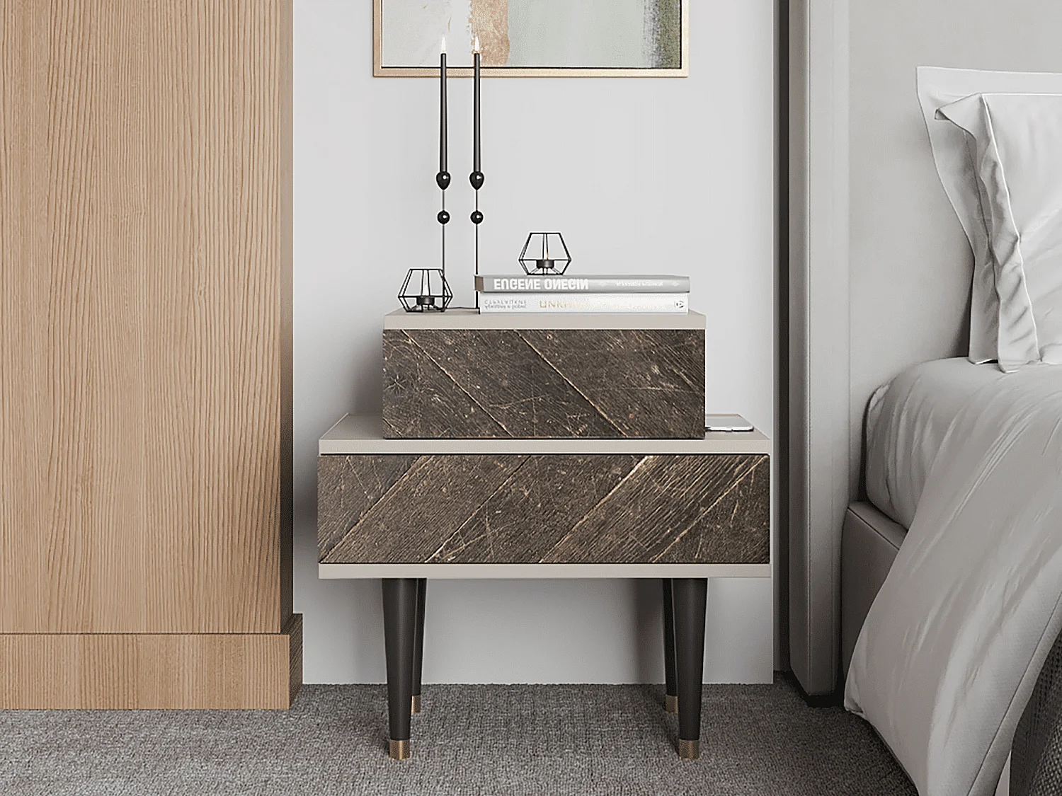 Table de nuit - 58х58х41 cm - NS1 - Wise Tree, Sable