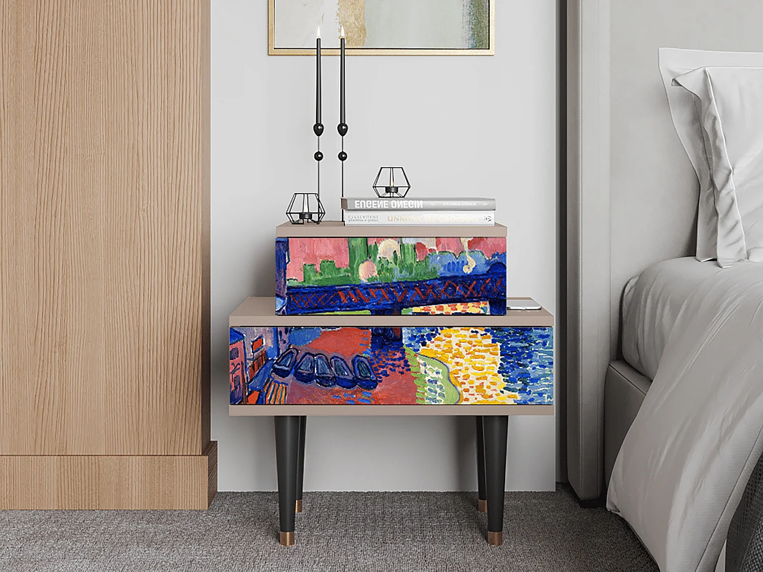 Nachtkastje - 58х58х41 cm - NS1 - Charing Cross Bridge, Latte