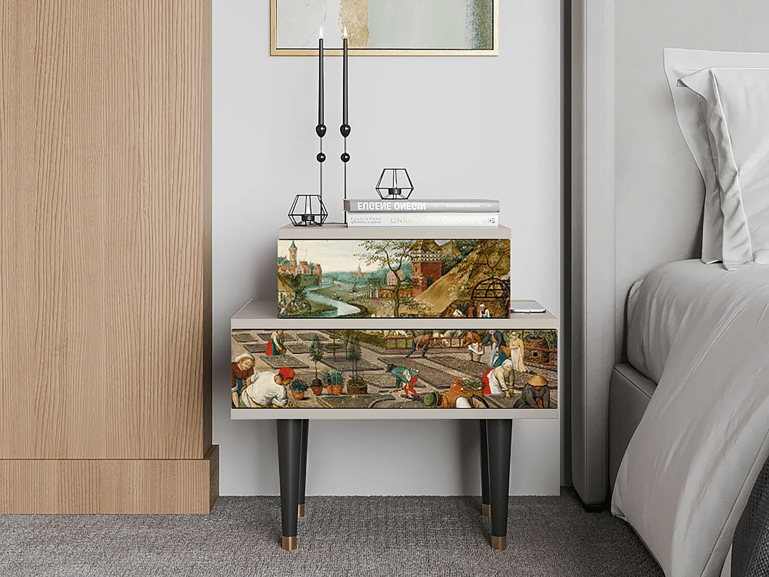 Table de nuit - 58х58х41 cm - NS1 - The Younger - Spring, Sable