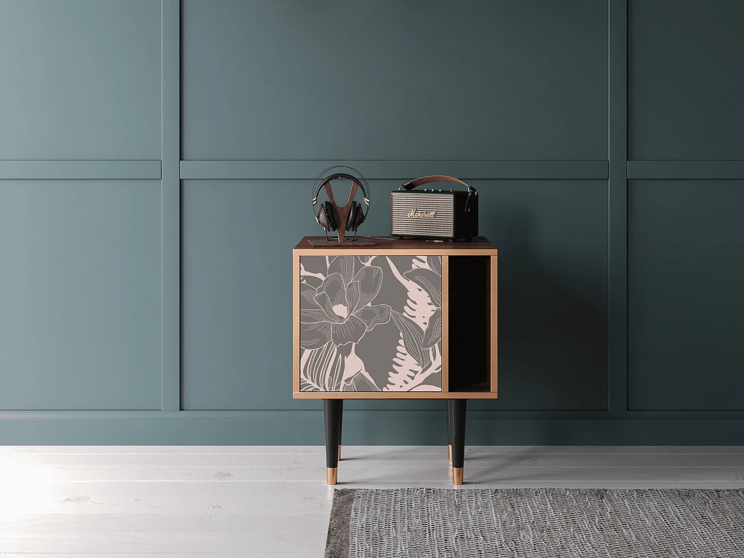 Comodino - 57х69х48 cm - S2 - Issabelline Flower, Noce