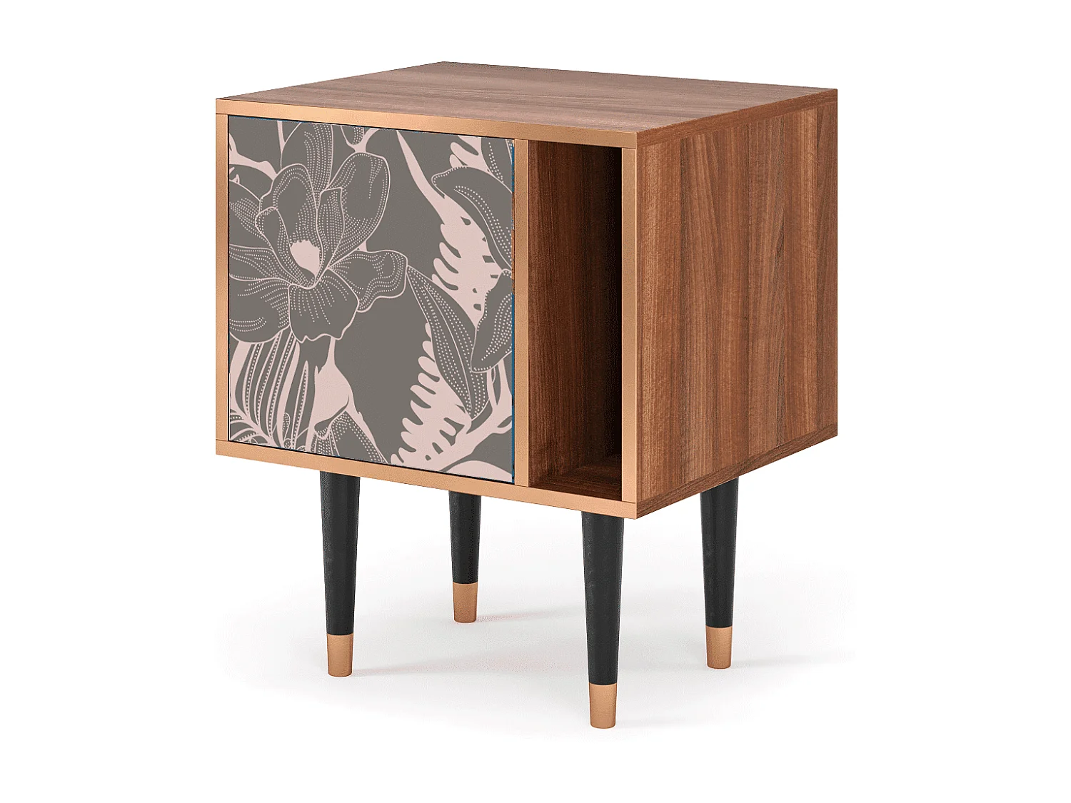 Comodino - 57х69х48 cm - S2 - Issabelline Flower, Noce