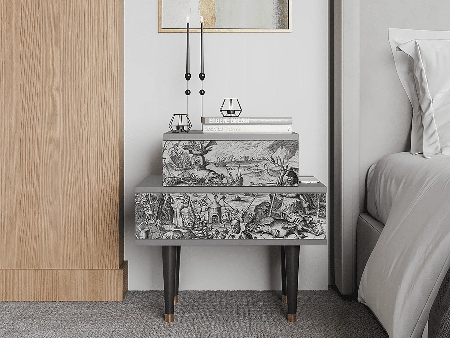 Table de nuit - 58х58х41 cm - NS1 - The Temptation, Gris