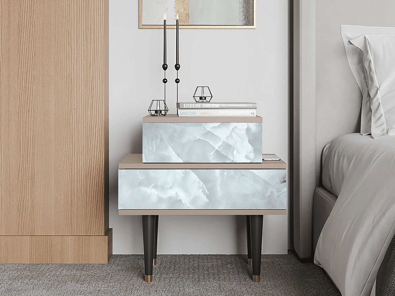 Nachtkastje - 58х58х41 cm - NS1 - The Onyx, Latte