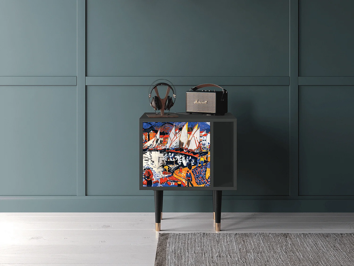 Table de nuit - 57х69х48 cm - S2 - Le Séchage des voiles , Anthracite