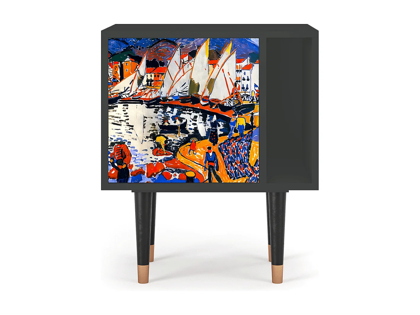 Table de nuit - 57х69х48 cm - S2 - Le Séchage des voiles , Anthracite