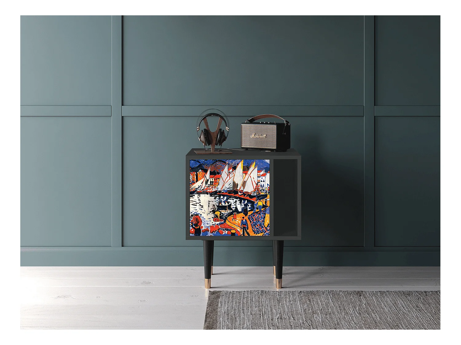 Table de nuit - 57х69х48 cm - S2 - Le Séchage des voiles , Anthracite