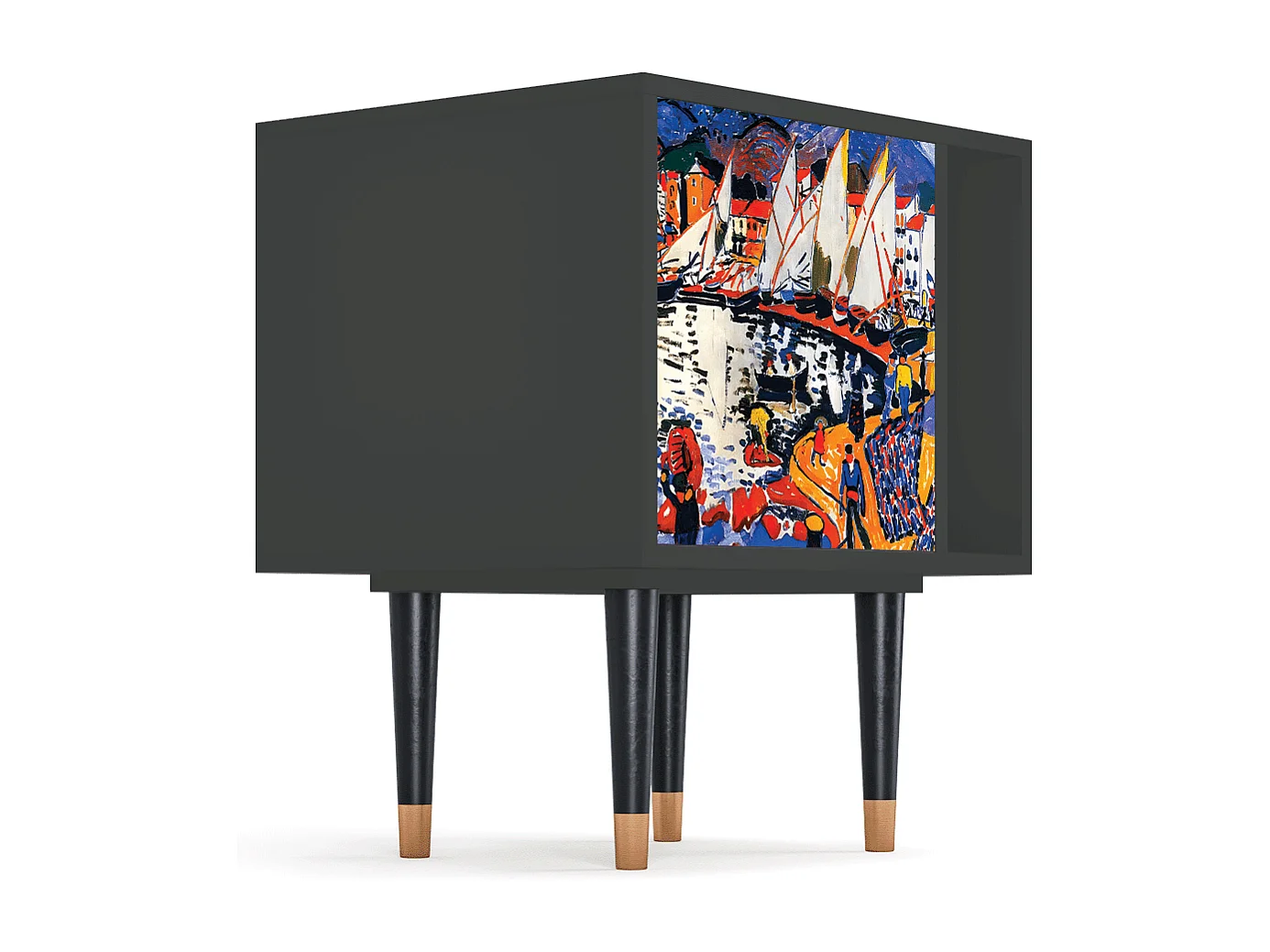 Table de nuit - 57х69х48 cm - S2 - Le Séchage des voiles , Anthracite