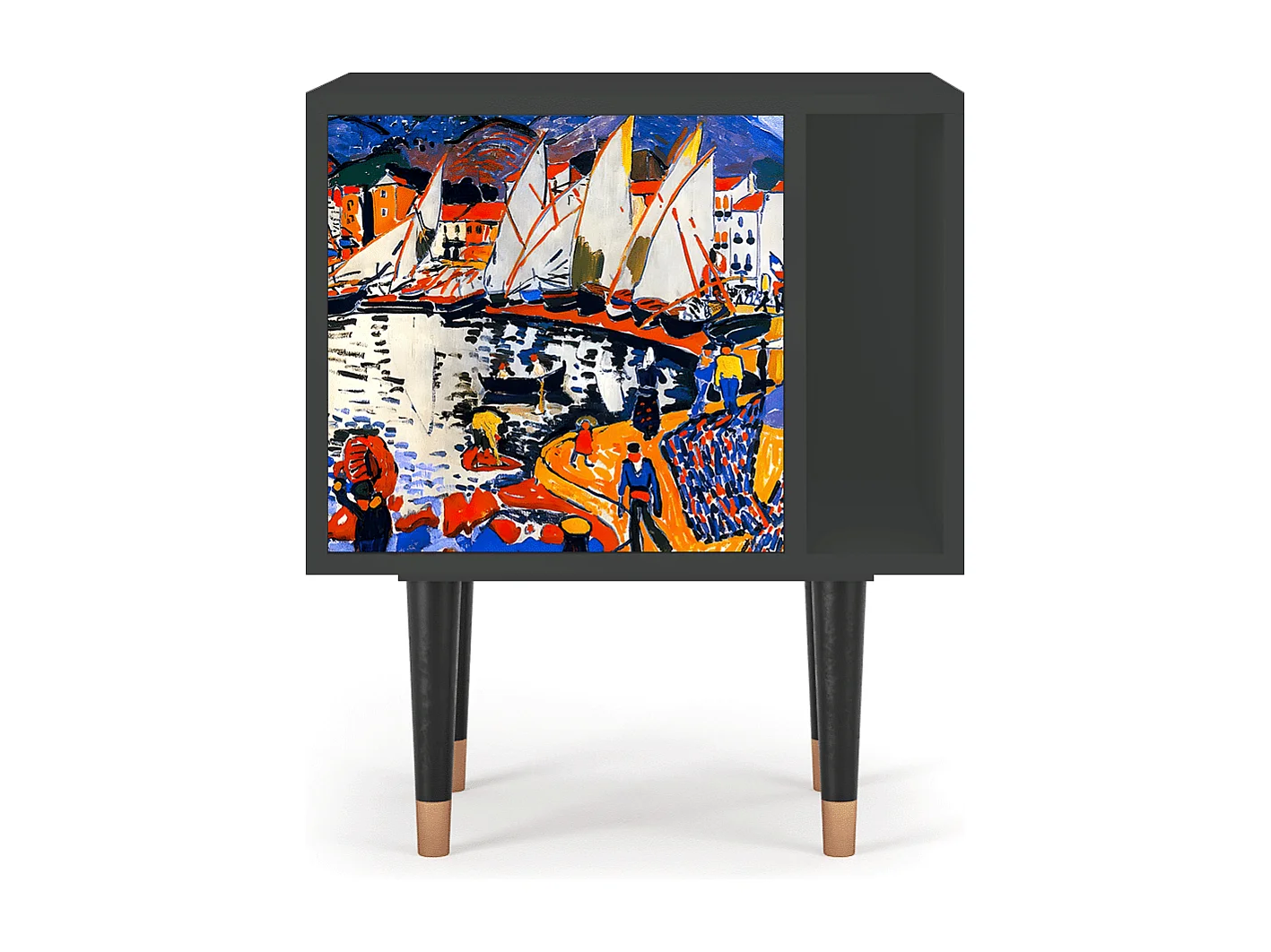 Table de nuit - 57х69х48 cm - S2 - Le Séchage des voiles , Anthracite