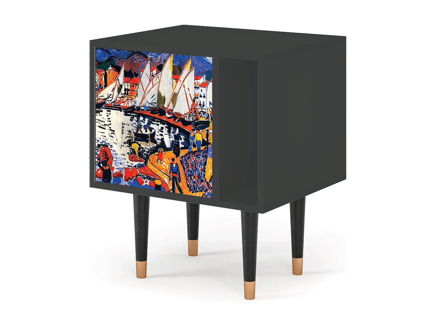 Table de nuit - 57х69х48 cm - S2 - Le Séchage des voiles , Anthracite