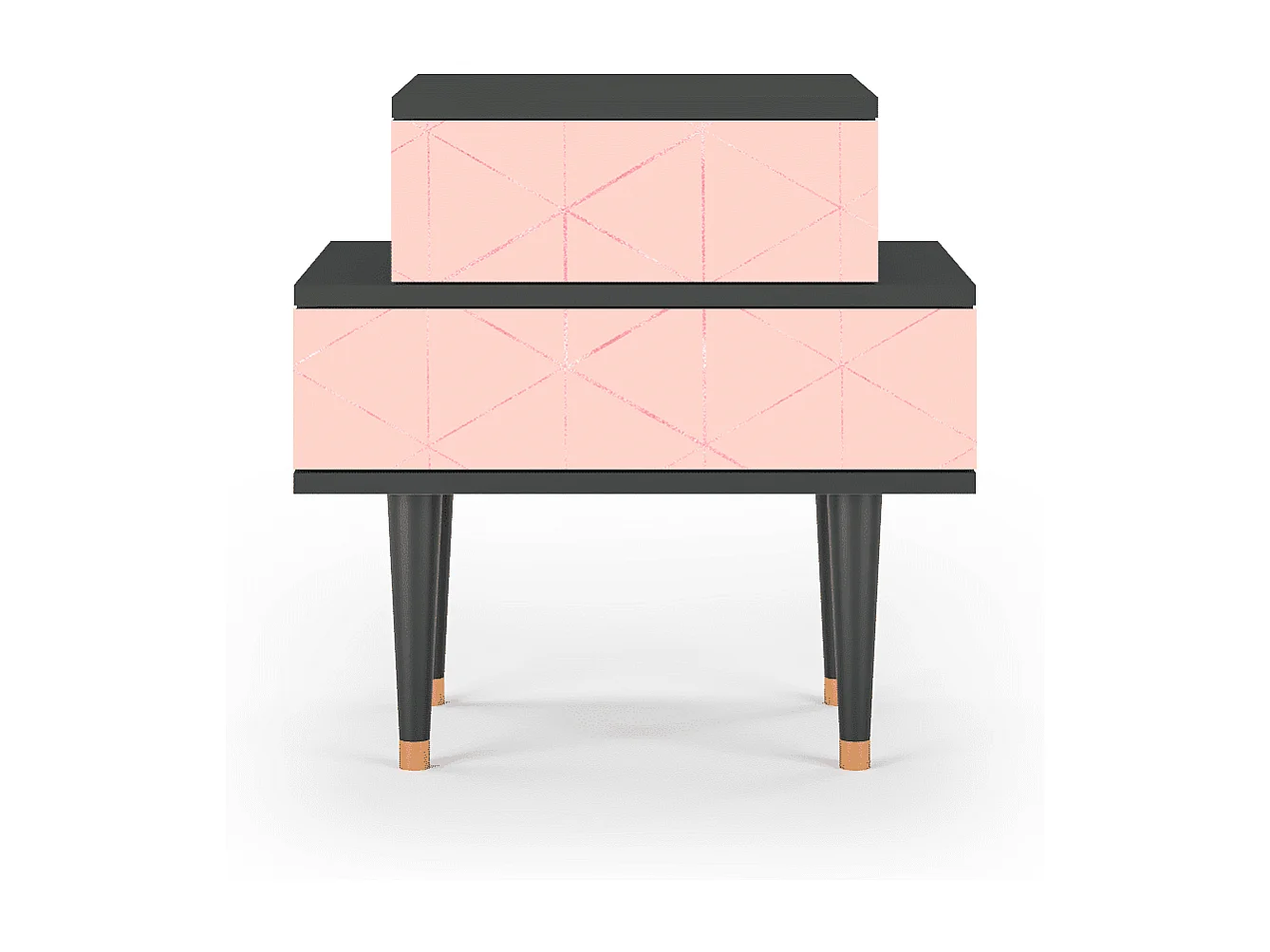 Stolik nocny - 58х58х41 cm - NS1 - Rose Quartz, Antracyt