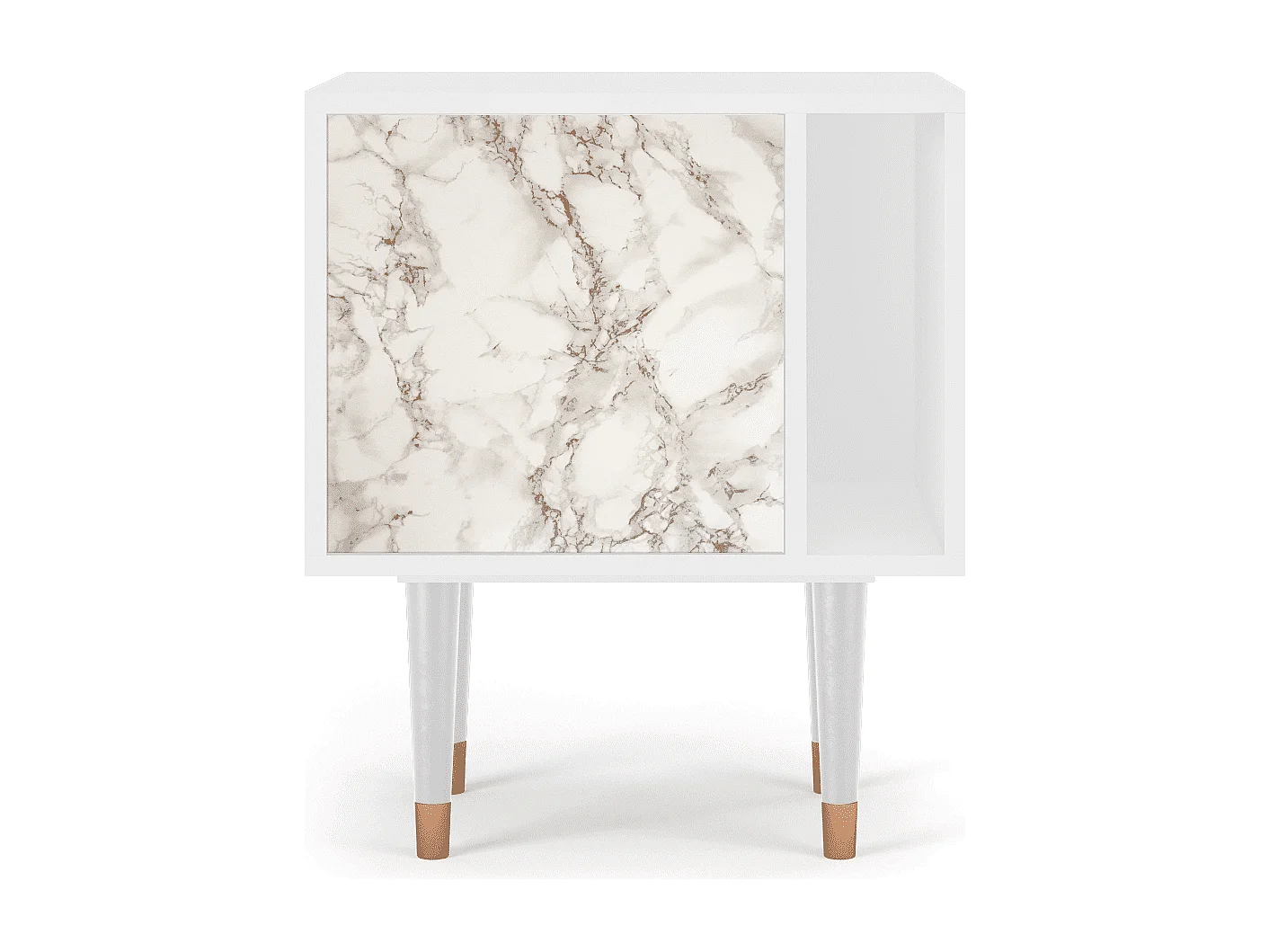 Table de nuit - 57х69х48 cm - S2 - Milk Marble, Blanc