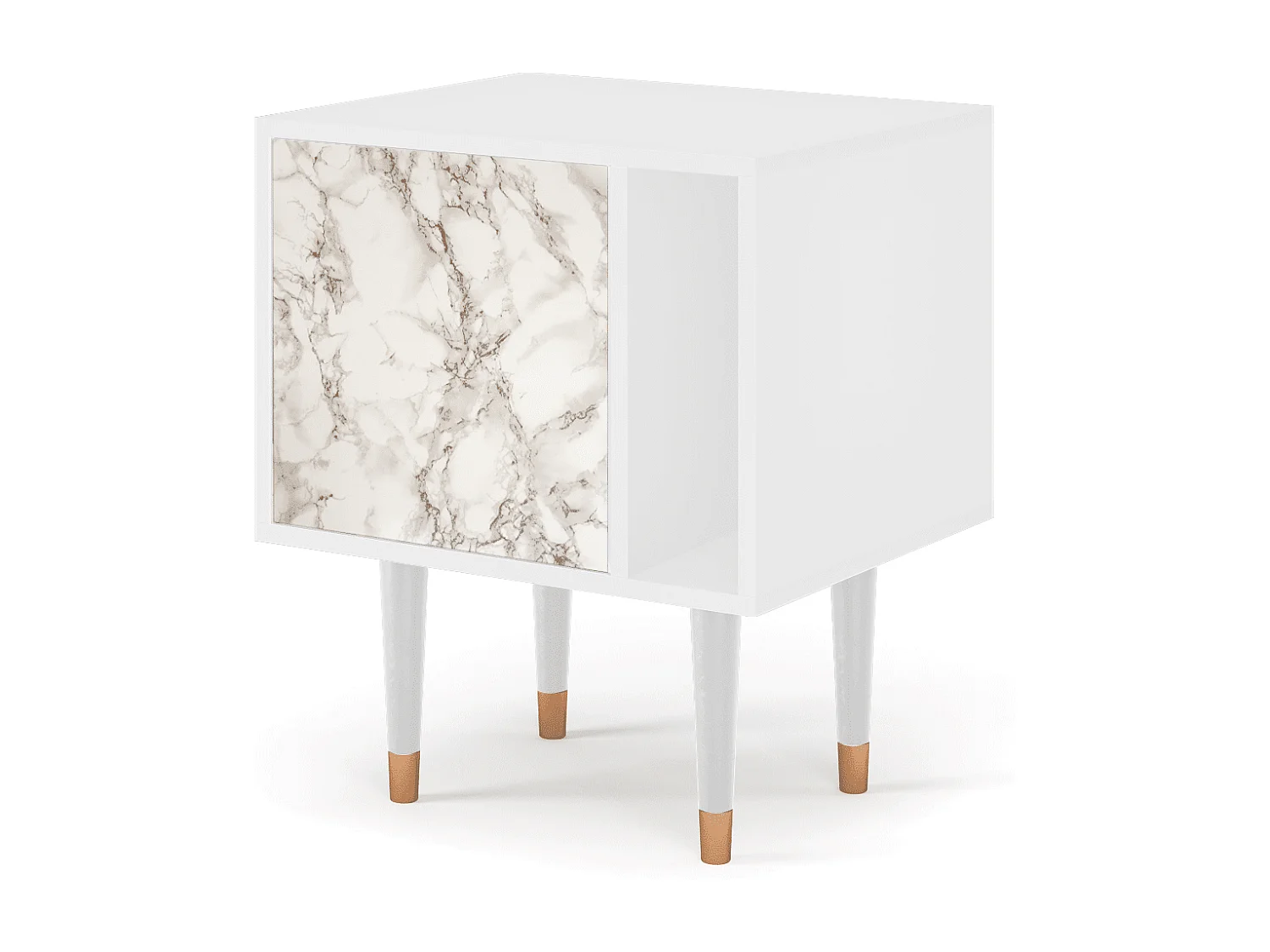 Table de nuit - 57х69х48 cm - S2 - Milk Marble, Blanc