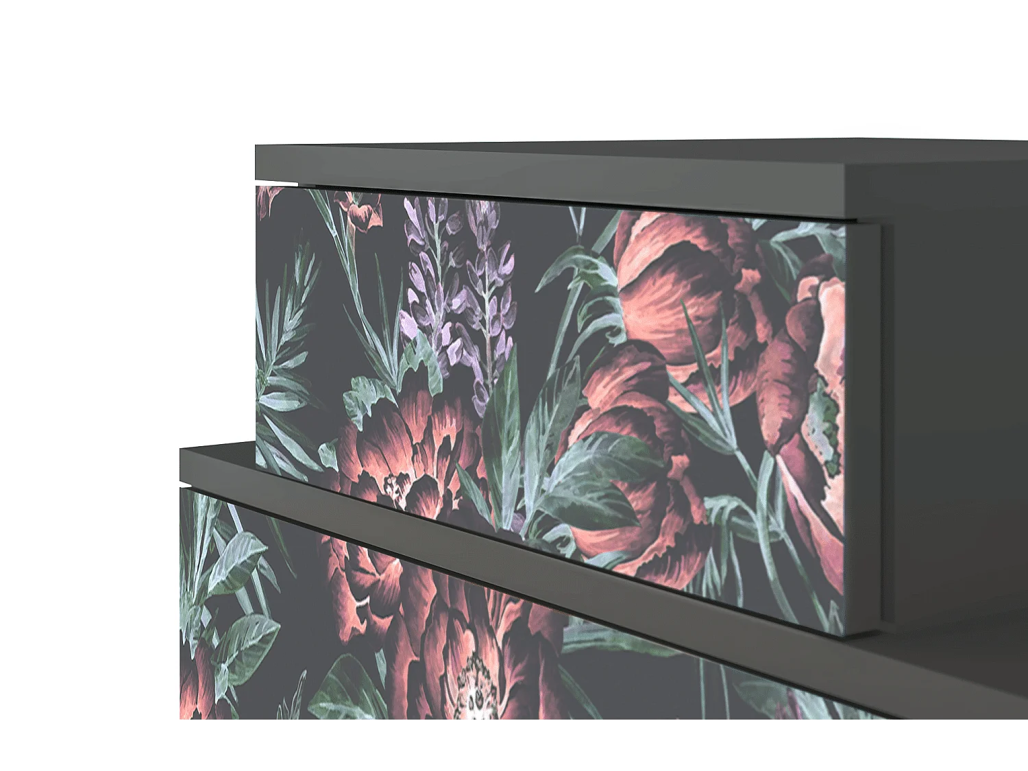 Table de nuit - 58х58х41 cm - NS1 - Dark Peonies, Anthracite