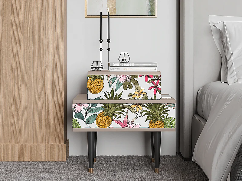 Stolik nocny - 58х58х41 cm - NS1 - Estival Fruit, Latte