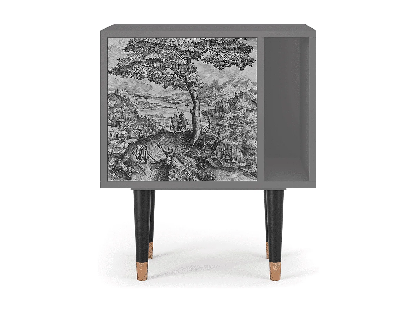 Nachtkastje - 57х69х48 cm - S2 - Milites Requiescentes, Grijs