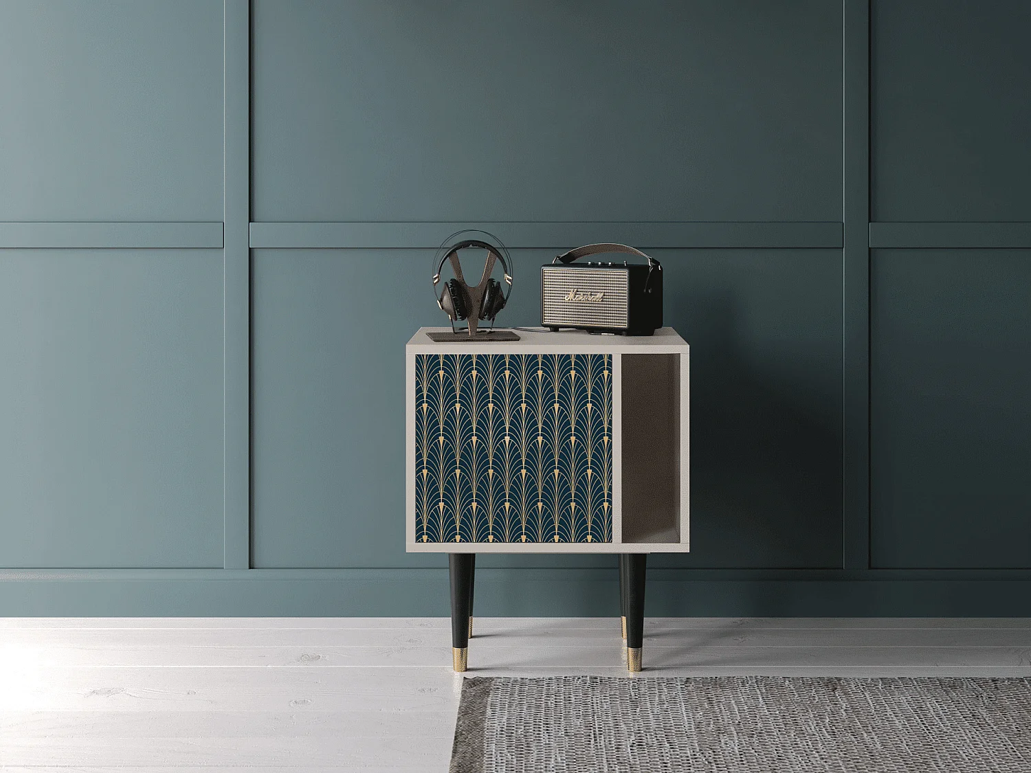 Stolik nocny - 57х69х48 cm - S2 - Flower of the Nile, Piaskowy