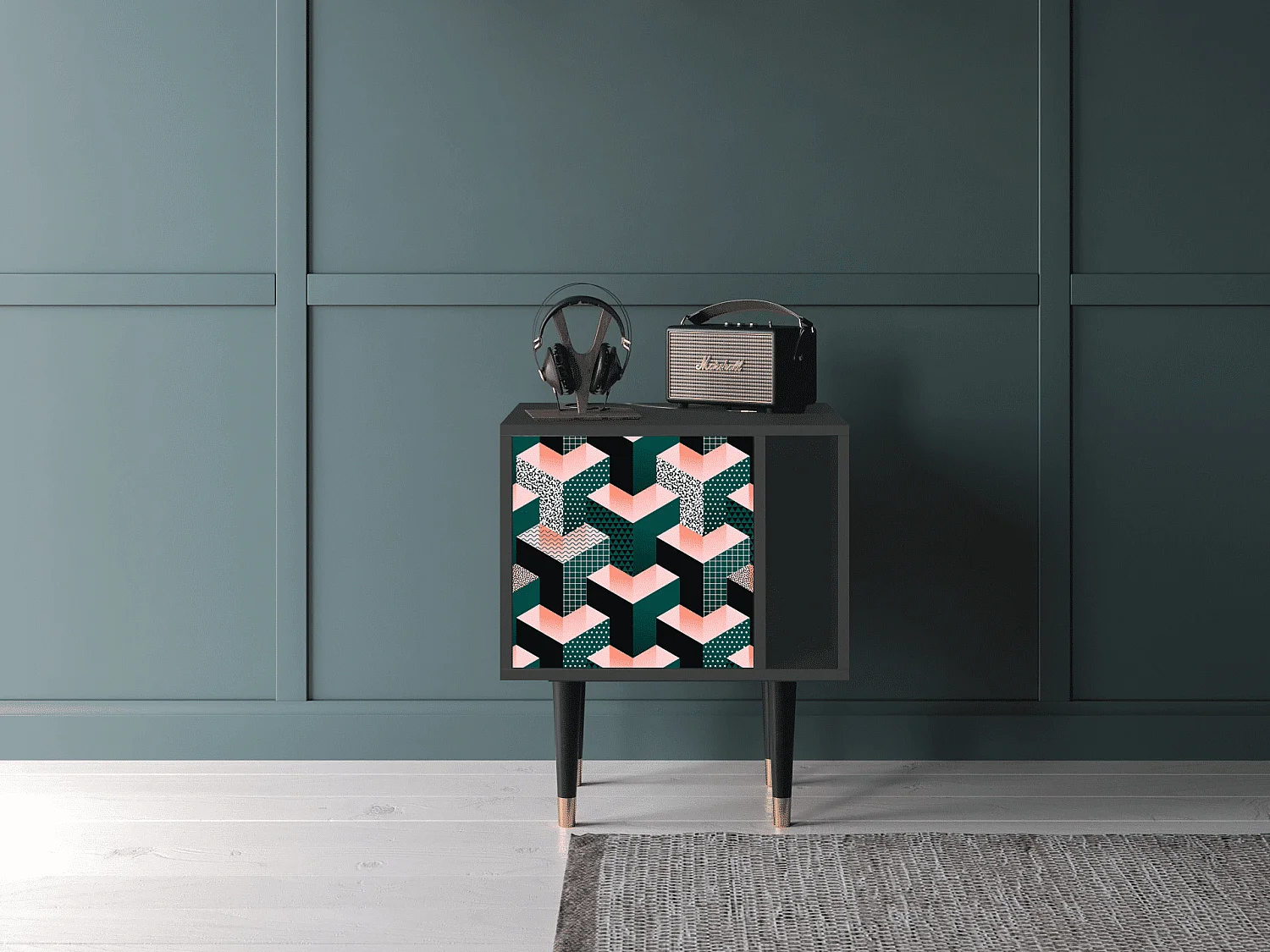 Table de nuit - 57х69х48 cm - S2 - Geometric Madness, Anthracite