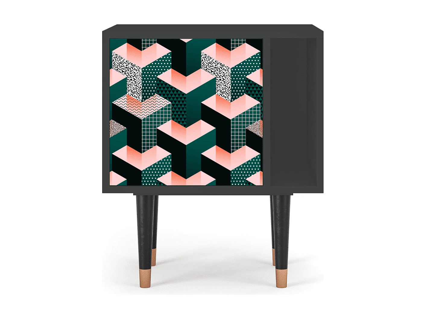 Table de nuit - 57х69х48 cm - S2 - Geometric Madness, Anthracite