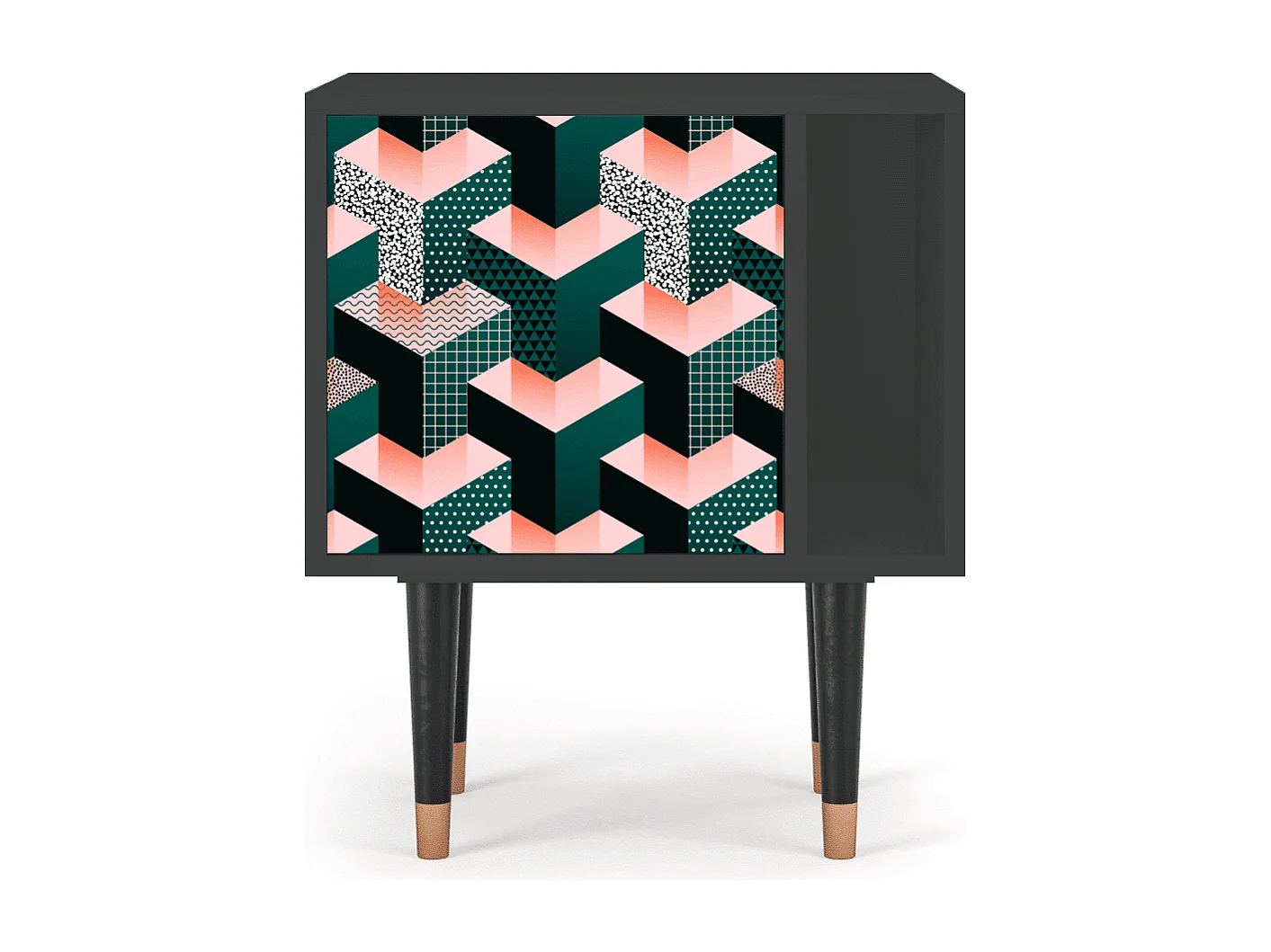 Table de nuit - 57х69х48 cm - S2 - Geometric Madness, Anthracite