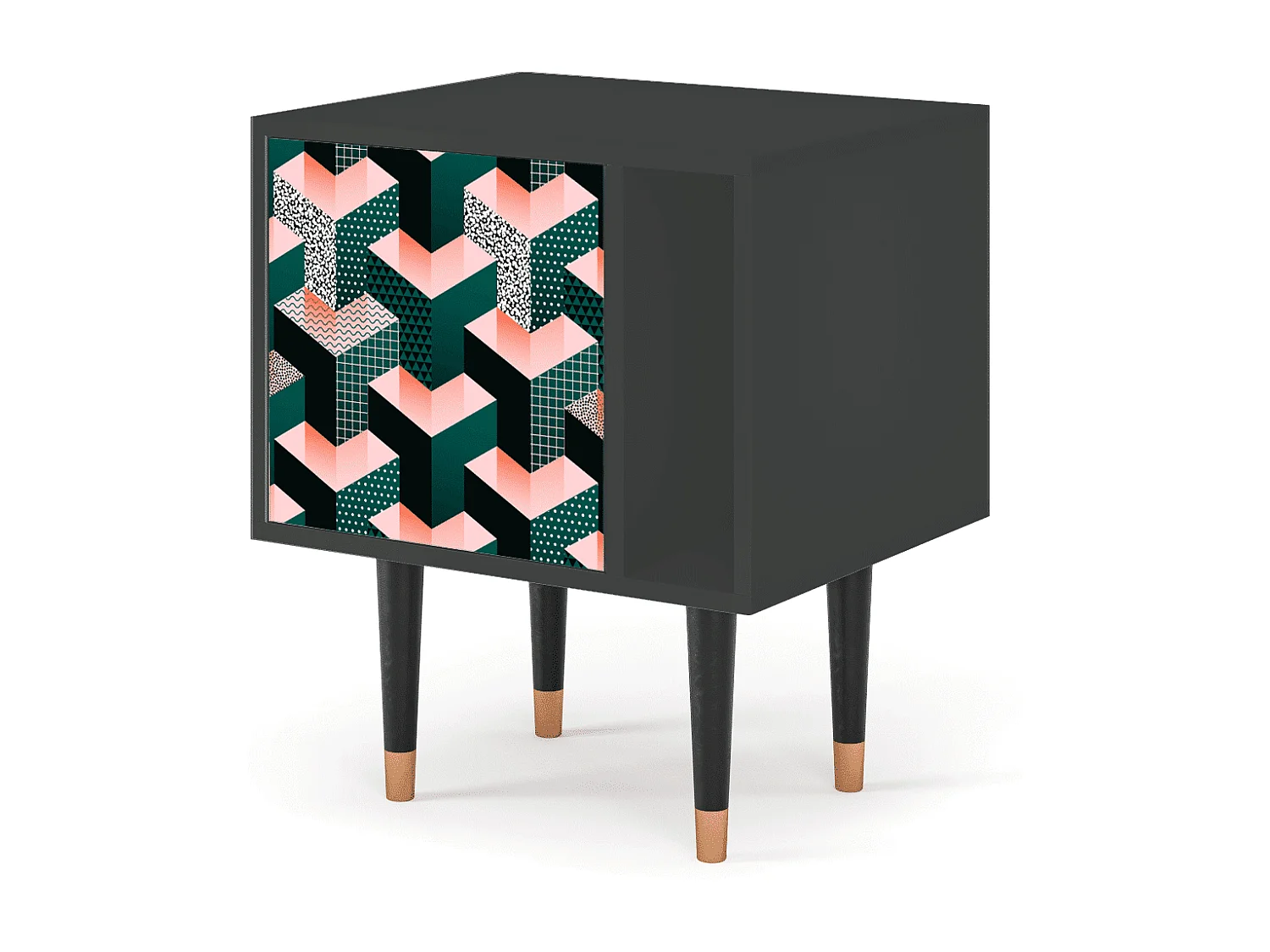 Table de nuit - 57х69х48 cm - S2 - Geometric Madness, Anthracite