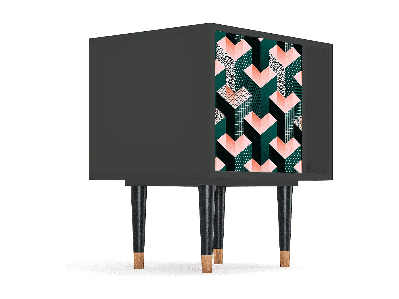 Table de nuit - 57х69х48 cm - S2 - Geometric Madness, Anthracite