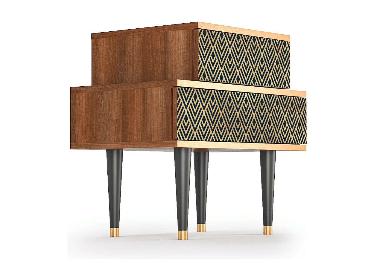Table de nuit - 58х58х41 cm - NS1 - Egypt Triangles, Noyer