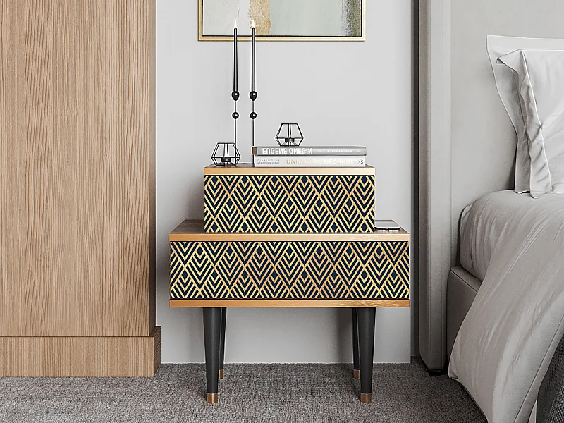 Table de nuit - 58х58х41 cm - NS1 - Egypt Triangles, Noyer