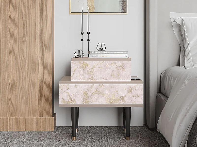 Nachtkastje - 58х58х41 cm - NS1 - Dirty Roses, Latte