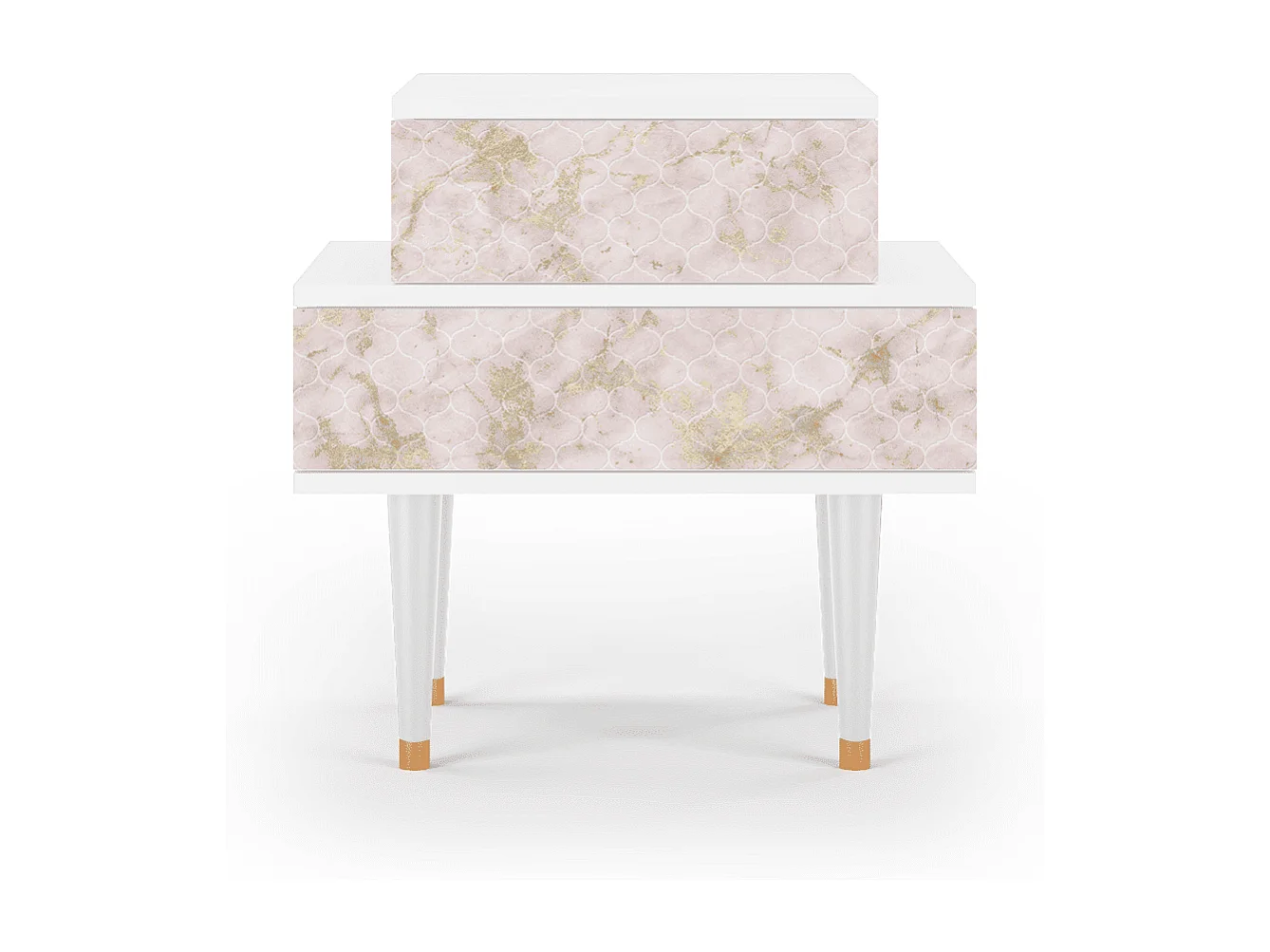 Stolik nocny - 58х58х41 cm - NS1 - Dirty Roses, Biały