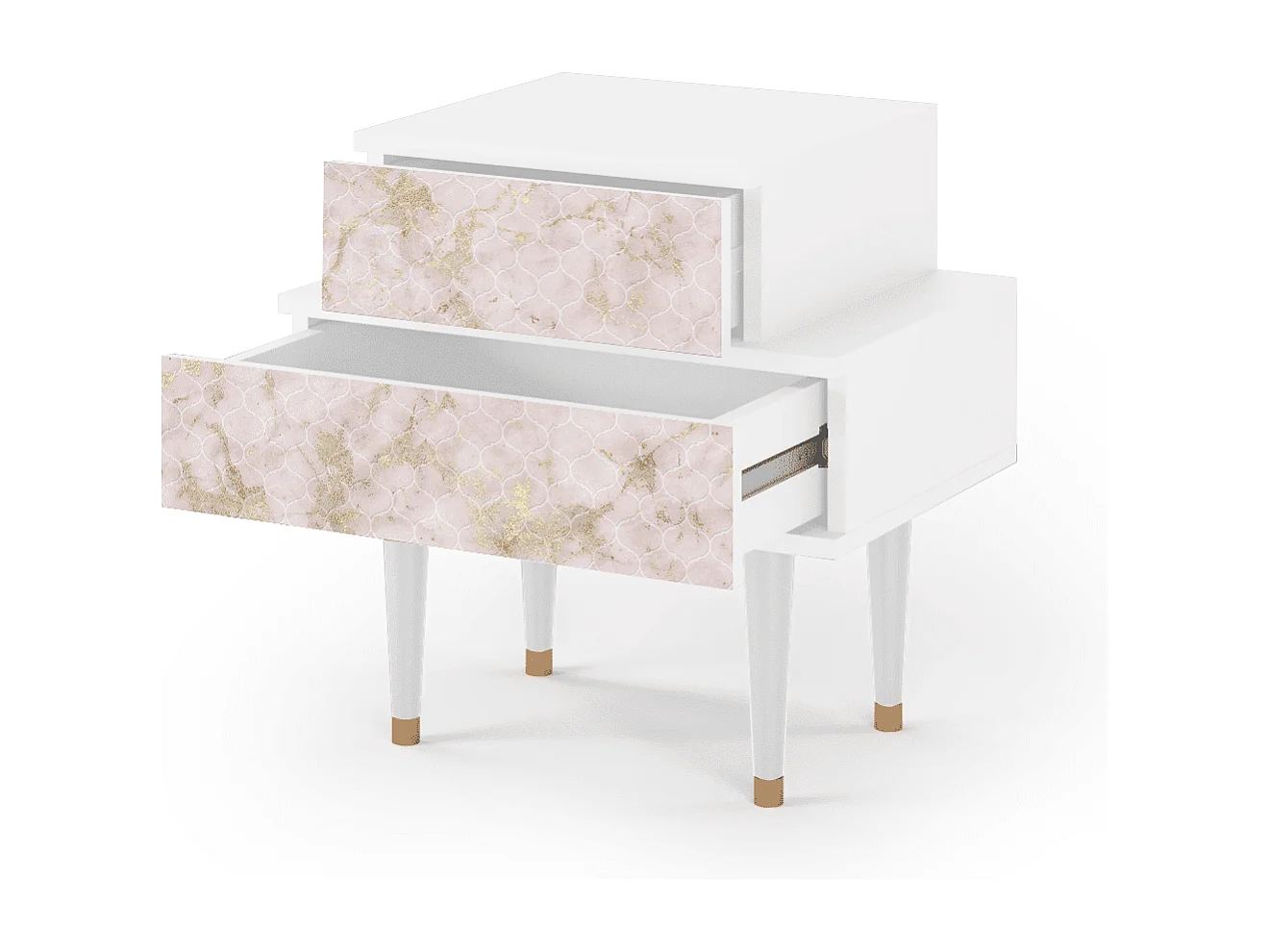 Stolik nocny - 58х58х41 cm - NS1 - Dirty Roses, Biały