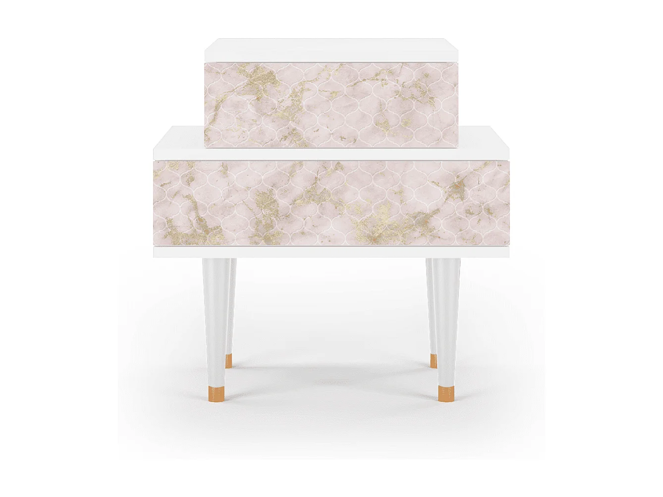 Stolik nocny - 58х58х41 cm - NS1 - Dirty Roses, Biały