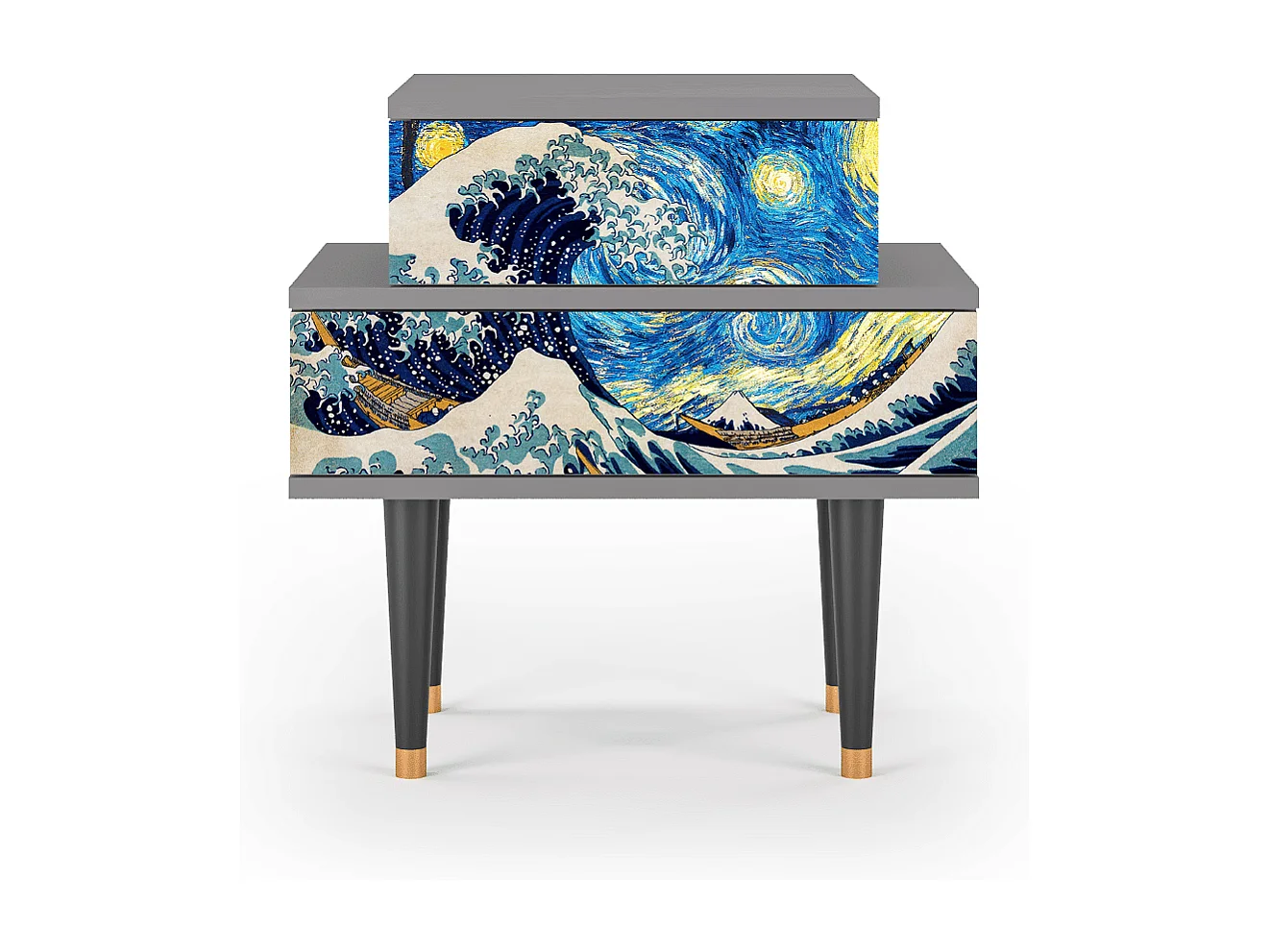 Table de nuit - 58х58х41 cm - NS1 - Great Wave, Gris