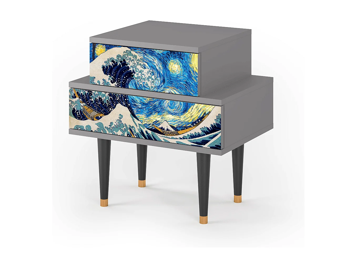 Table de nuit - 58х58х41 cm - NS1 - Great Wave, Gris