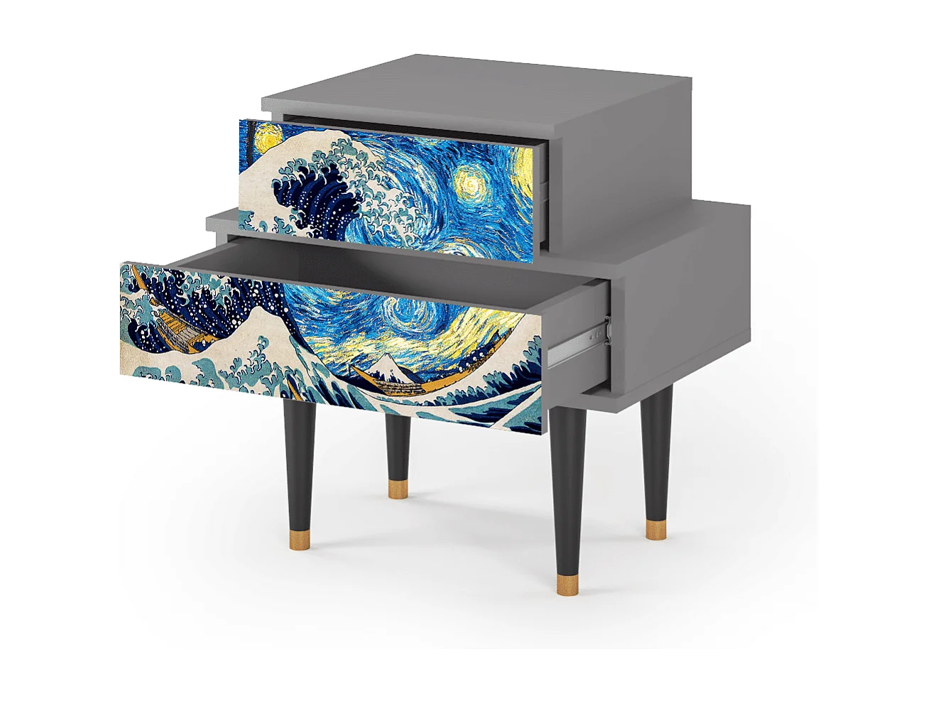 Nachtkastje - 58х58х41 cm - NS1 - Great Wave, Grijs