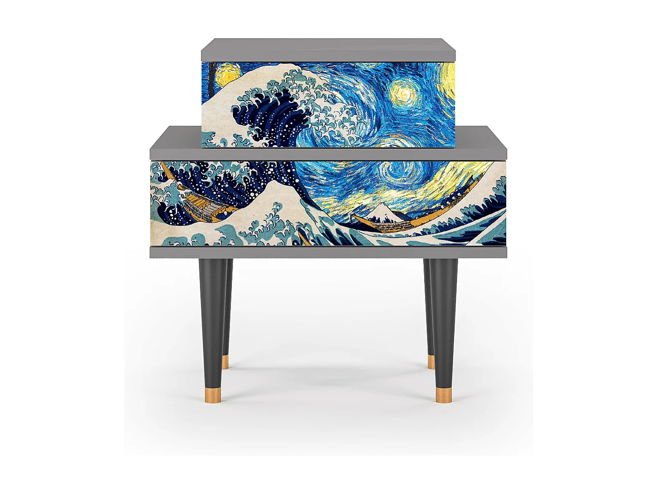 Stolik nocny - 58х58х41 cm - NS1 - Great Wave, Szary
