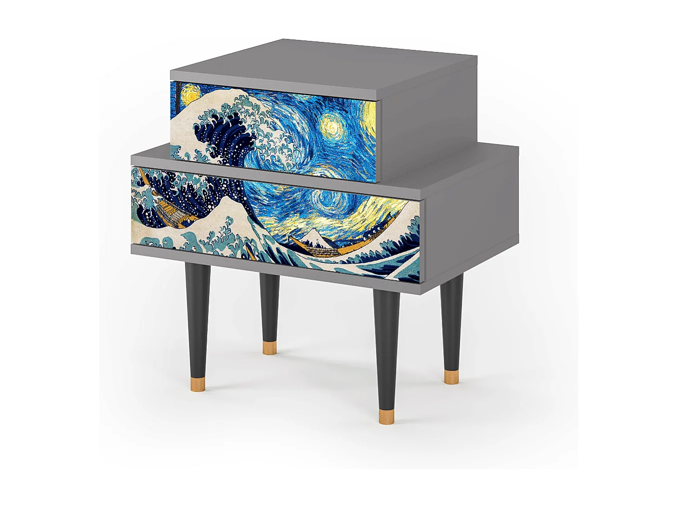 Stolik nocny - 58х58х41 cm - NS1 - Great Wave, Szary